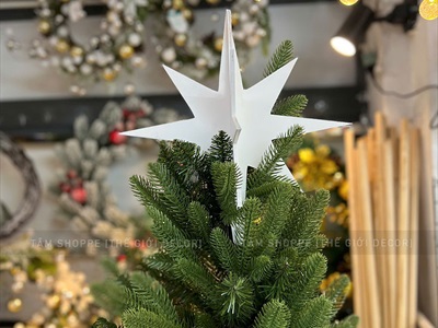 Ngôi sao gỗ 16 cạnh treo đỉnh cây thông Noel - ĐK 30cm PKT-X-07